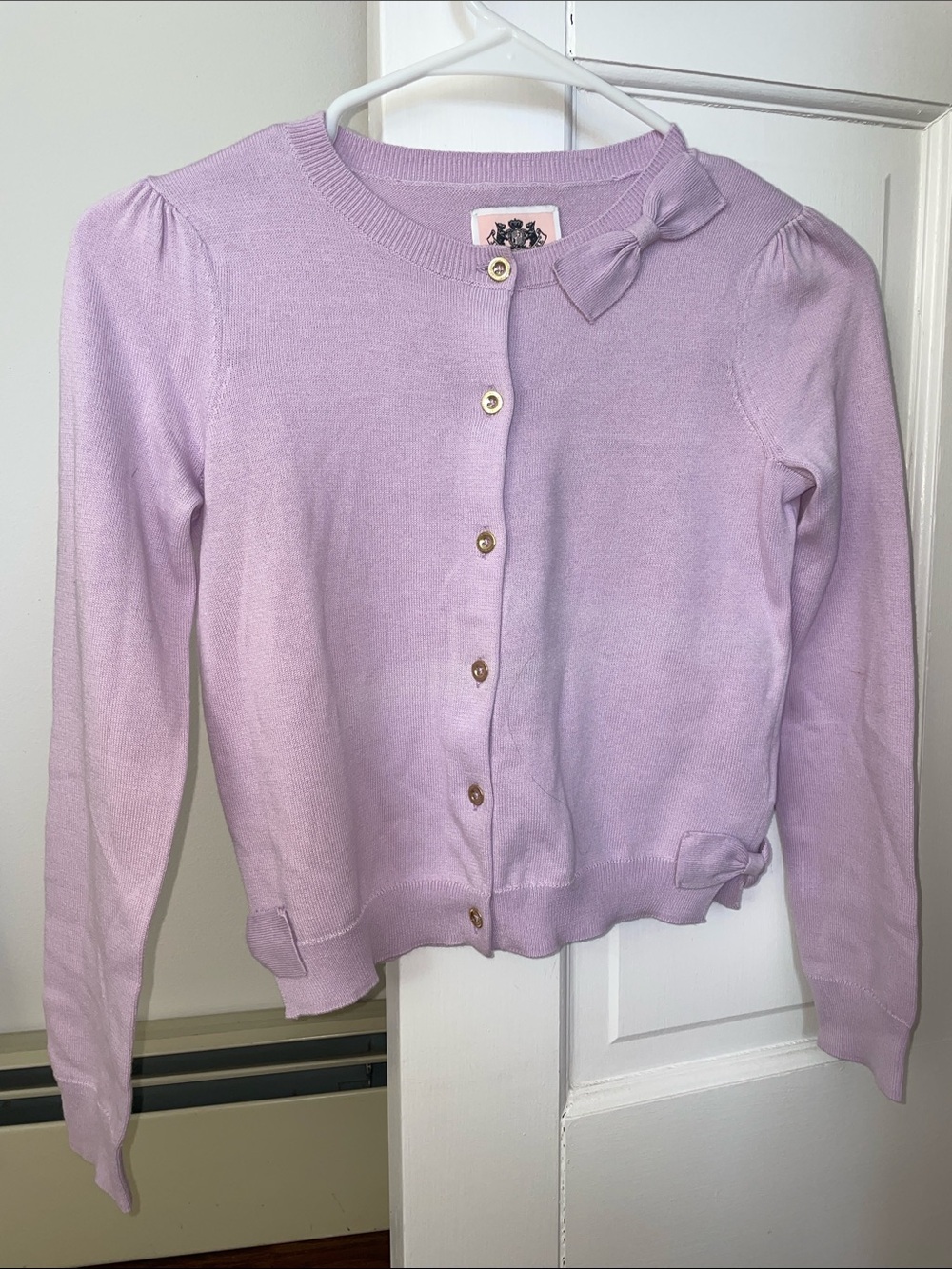 Vintage Juicy Couture Lilac Bow-Trim Cardigan girls size Large